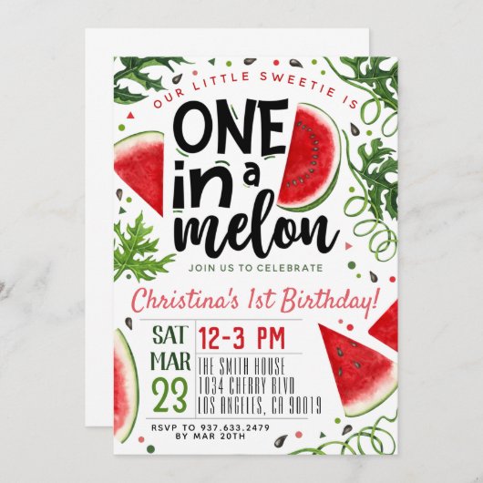 Invitation à l'anniversaire d'un Melon (Devant / Derrière)