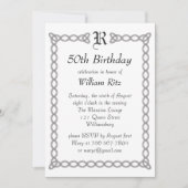 Invitation à l'anniversaire d'un monogramme blanc (Devant)