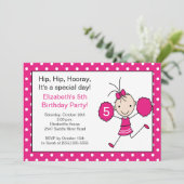 Invitation à l'anniversaire d'un Pom-pom girl rose (Debout devant)