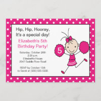 Invitation à l'anniversaire d'un Pom-pom girl rose
