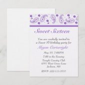 Invitation à l'anniversaire d'un Sweet sixteen élé (Devant / Derrière)