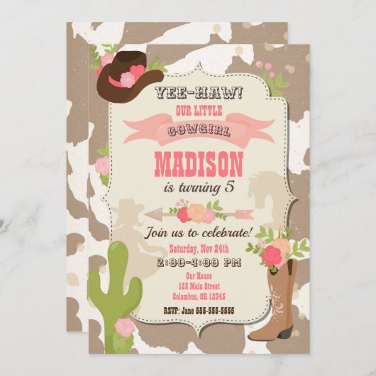 Invitation à l'anniversaire d'une fille / Thème oc (Devant / Derrière)