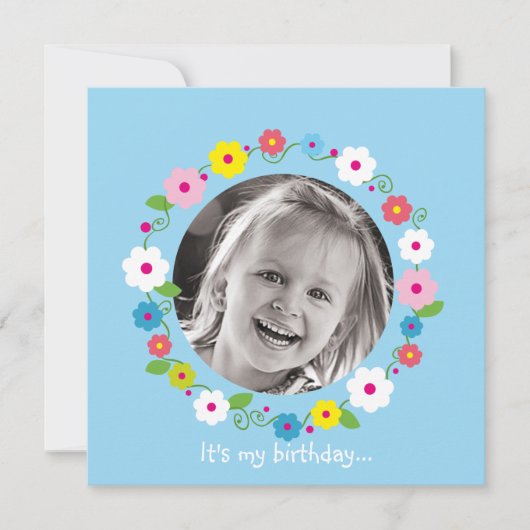 Invitation à l'anniversaire d'une fillette de fleu (Devant)
