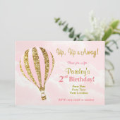 Invitation à l'anniversaire d'une montgolfière ros (Debout devant)