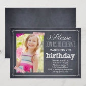 Invitation à l'anniversaire d'une photo élégante (Devant / Derrière)