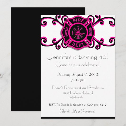 Invitation à l'anniversaire d'une pompière (Devant / Derrière)