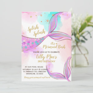 Invitation à l'anniversaire d'une sirène pour une