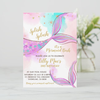 Invitation à l'anniversaire d'une sirène pour une