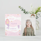 Invitation à l'anniversaire d'une sirène rose avec (Debout devant)