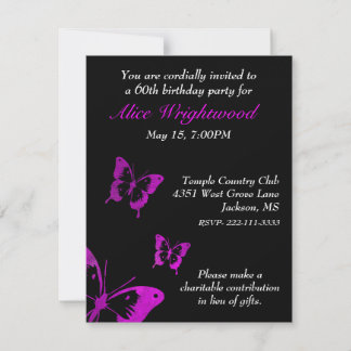 Invitation à l'anniversaire Elegant Black and Mauv