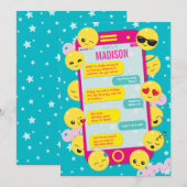 Invitation à l'anniversaire Emoji / Téléphone cell (Devant / Derrière)