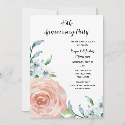 Invitation à l'anniversaire floral (Devant)