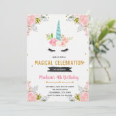 Invitation à l'anniversaire floral de Unicorne (Debout devant)