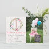 Invitation à l'anniversaire - Florale d'aquarelle (Debout devant)