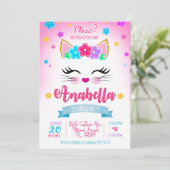 Invitation à l'anniversaire Kitty, fête Kitten (Debout devant)