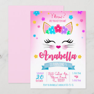 Invitation à l'anniversaire Kitty, fête Kitten