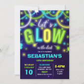 Invitation à l'anniversaire luisant Neon Glow Danc (Devant)
