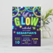 Invitation à l'anniversaire luisant Neon Glow Danc (Debout devant)