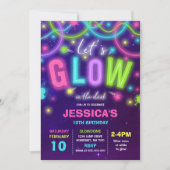 Invitation à l'anniversaire luisant Neon Glow Danc (Devant)