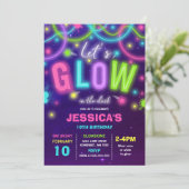 Invitation à l'anniversaire luisant Neon Glow Danc (Debout devant)