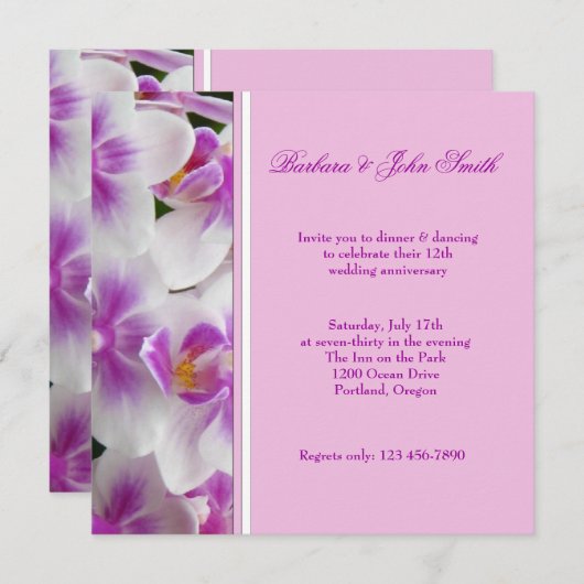 Invitation à l'anniversaire Mariage des orchidées (Devant / Derrière)