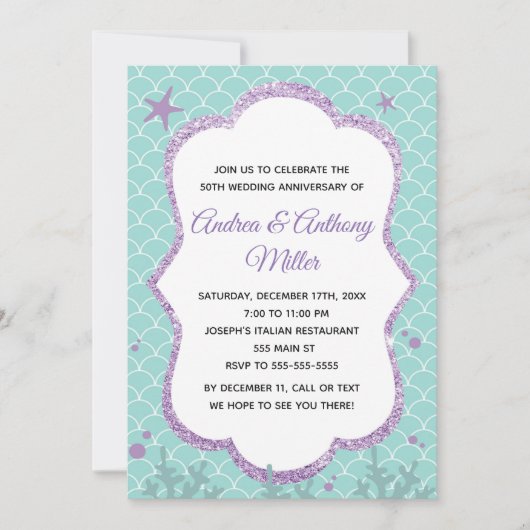 Invitation À L'Anniversaire mariage Sous La Mer (Devant)