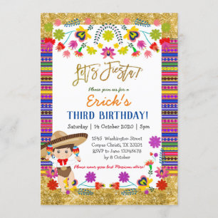 Invitation à l'anniversaire mexicain de Fiesta Kid