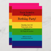 Invitation à l'anniversaire Rainbow (Devant / Derrière)