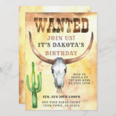 Invitation à l'anniversaire Recherché de Cowboy (Devant / Derrière)