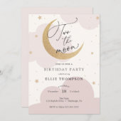 Invitation à l'anniversaire rose de la Lune (Devant / Derrière)