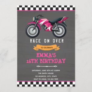 Invitation à l'anniversaire rose de la moto