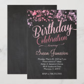 Invitation à l'anniversaire rose de la Parties sci (Devant / Derrière)