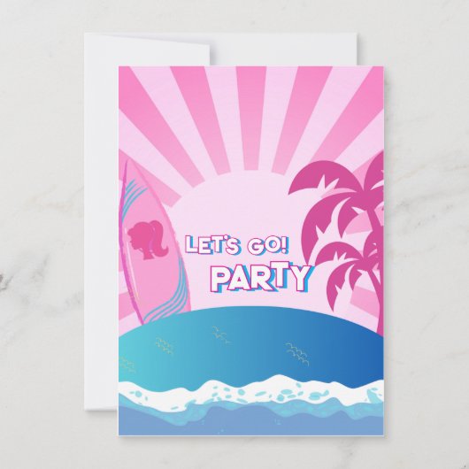 Invitation à l'anniversaire rose poupée (Dos)