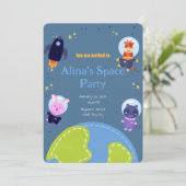 invitation à l'anniversaire sur le thème spatial (Debout devant)