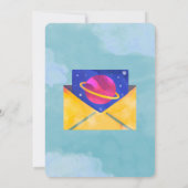 invitation à l'anniversaire sur le thème spatial (Dos)