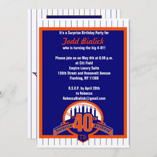 Invitation à l'anniversaire surprise des fans de b (Devant / Derrière)