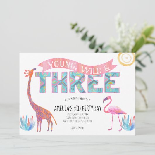 Invitation à l'anniversaire Young, Wild et Three (Debout devant)