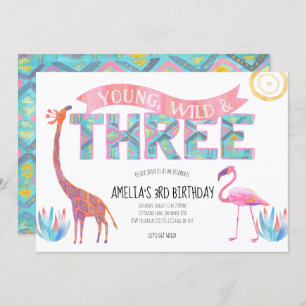 Invitation à l'anniversaire Young, Wild et Three