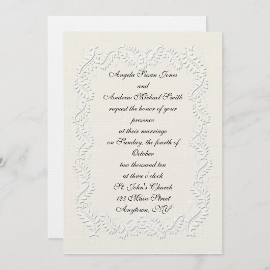 Invitation à l'apparence blanche (Devant / Derrière)