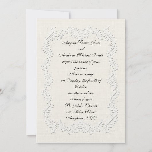 Invitation à l'apparence blanche (Devant)