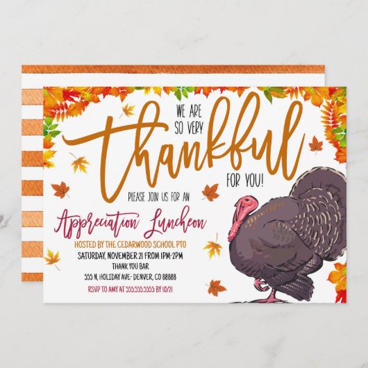 Invitation à l'appréciation de Thanksgiving (Devant / Derrière)