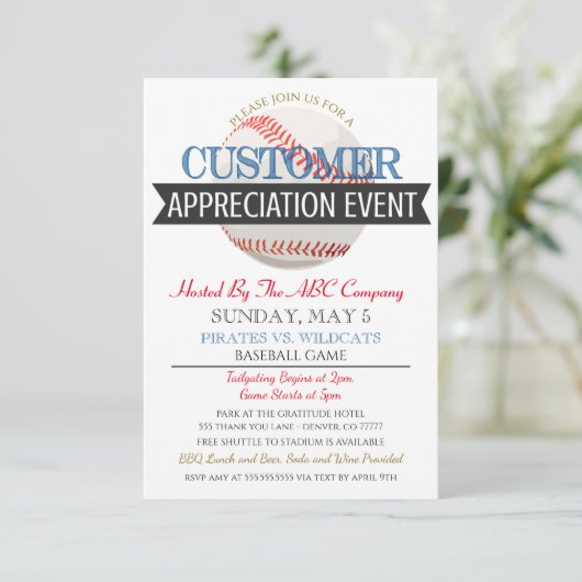 Invitation à l'appréciation du client de baseball (Debout devant)