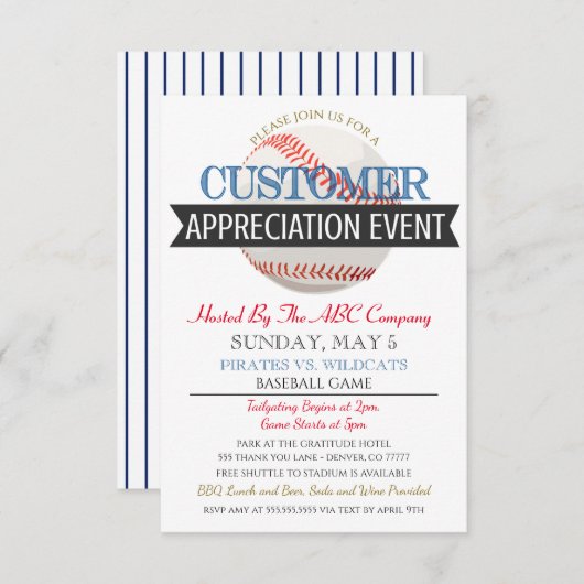 Invitation à l'appréciation du client de baseball (Devant / Derrière)