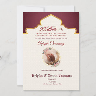 Invitation à l'Aqeeqah pour des jumeaux 