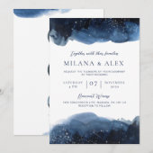 Invitation à l'aquarelle bleu céleste (Devant / Derrière)