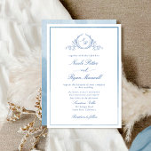 Invitation à l'aquarelle bleue du monogramme