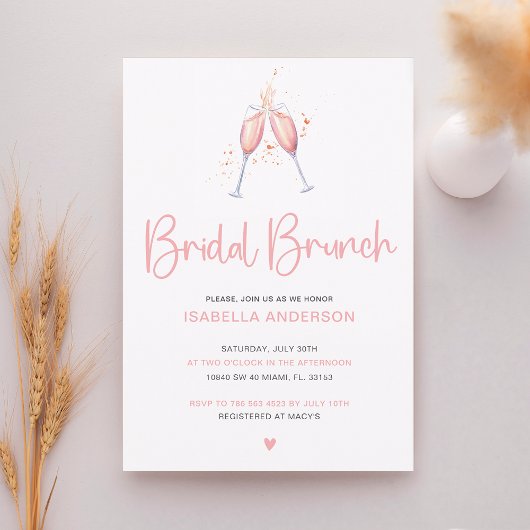 Invitation à l'aquarelle de Brunch nuptiale