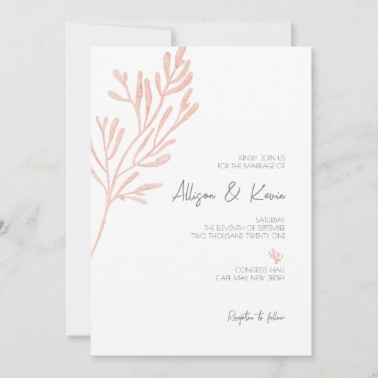 Invitation à l'aquarelle de corail ・ Mariage moder (Devant)