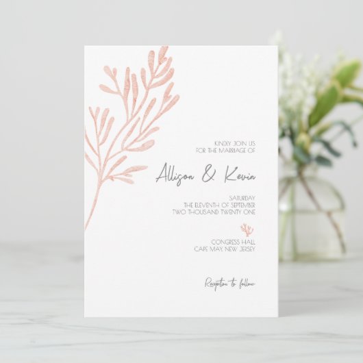 Invitation à l'aquarelle de corail ・ Mariage moder (Debout devant)