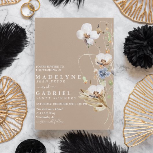 Invitation à l'aquarelle de fleur sauvage